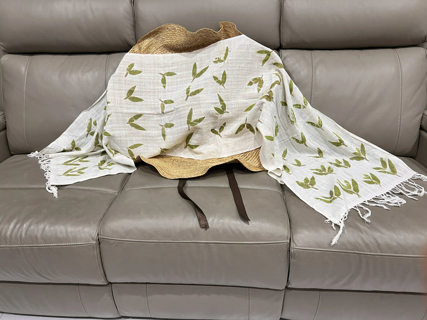 Handwoven Eco Print 100% Cotton Shawl - Limited Edition, Sustainable, Comfortable, Luxurious and Handmade Style S11