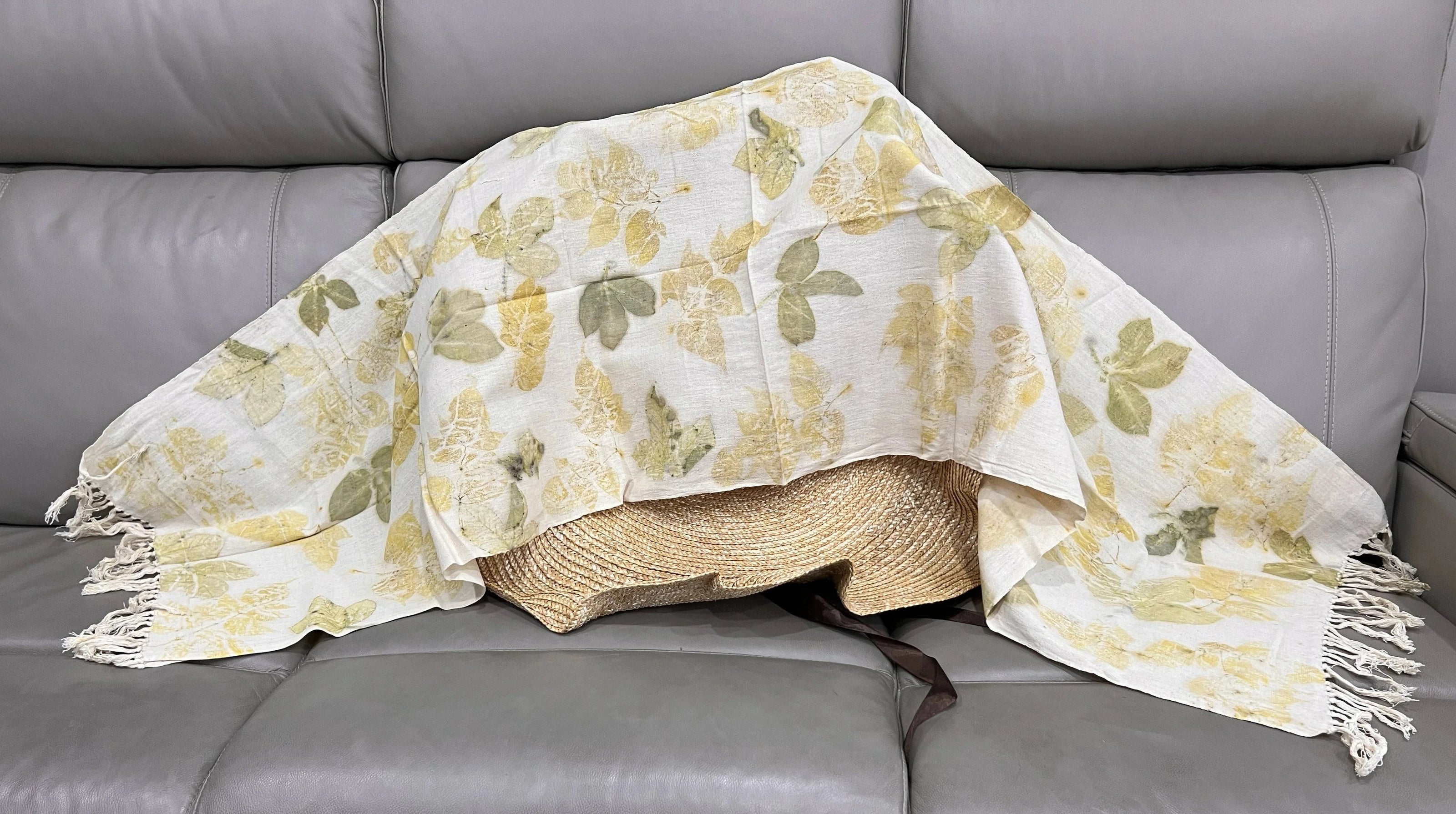 Handwoven Eco Print Shawl, Style 36