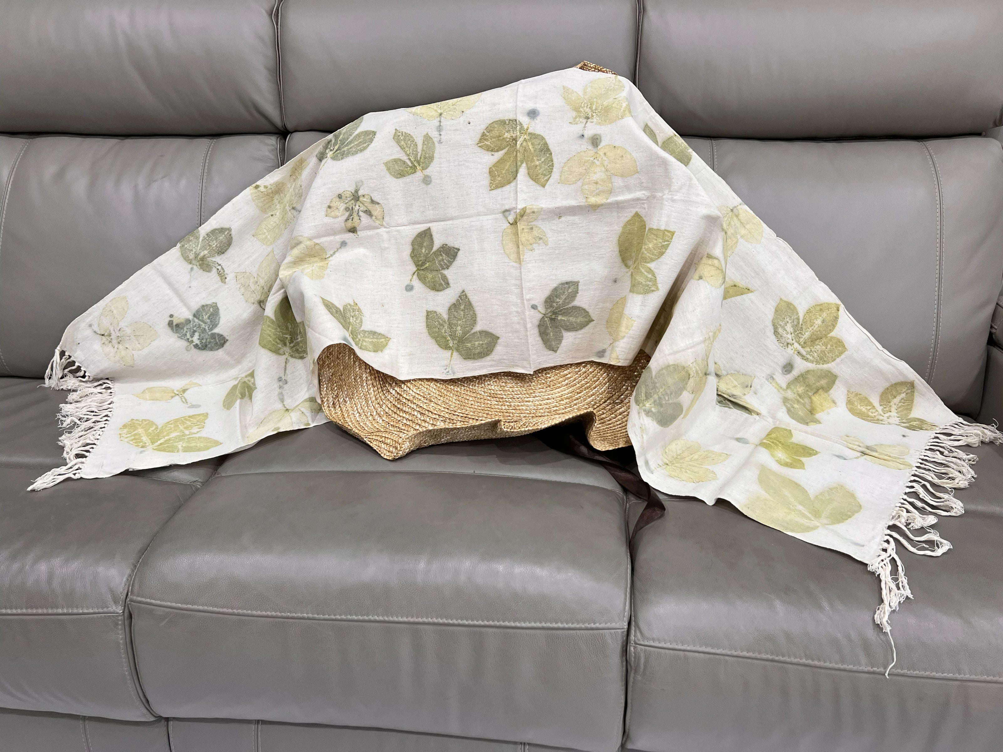 Handwoven Eco Print Shawl, Style 39