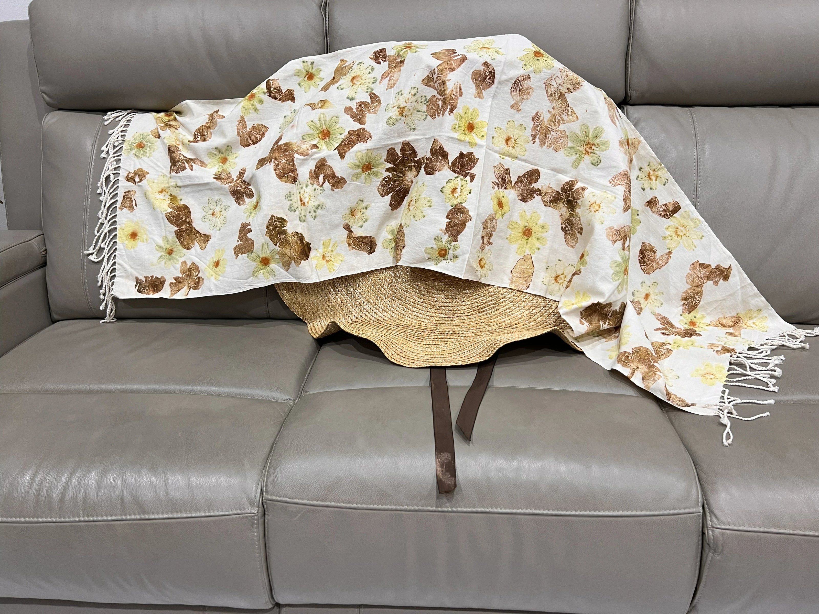 Handwoven Eco Print Shawl, Style 44