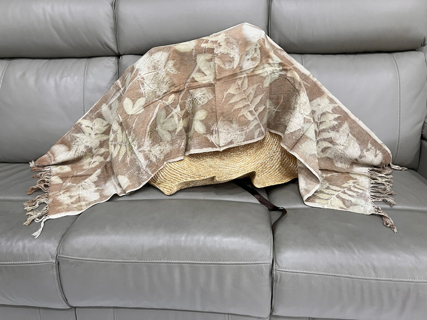 Handwoven Eco Print 100% Cotton Shawl - Limited Edition, Sustainable, Comfortable, Luxurious and Handmade Style 54