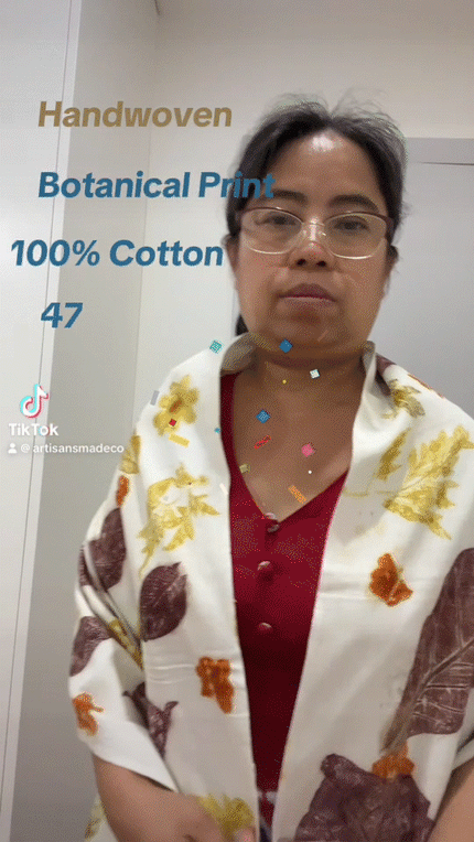 Handwoven Eco Print 100% Cotton Shawl - Limited Edition, Sustainable, Comfortable, Luxurious and Handmade Style 47