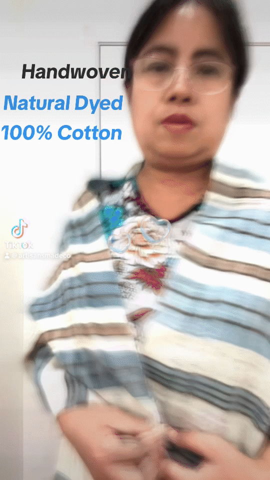 Handwoven Natural Dyed 100% Cotton Shawl (18x68) In - Limited Edition, Sustainable, Comfortable and Luxurious, Style 11