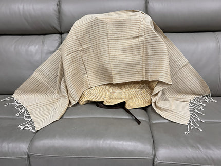 Handwoven Natural Dyed 100% Cotton Shawl (21x72) In - Limited Edition, Sustainable, Comfortable and Luxurious, Style 16