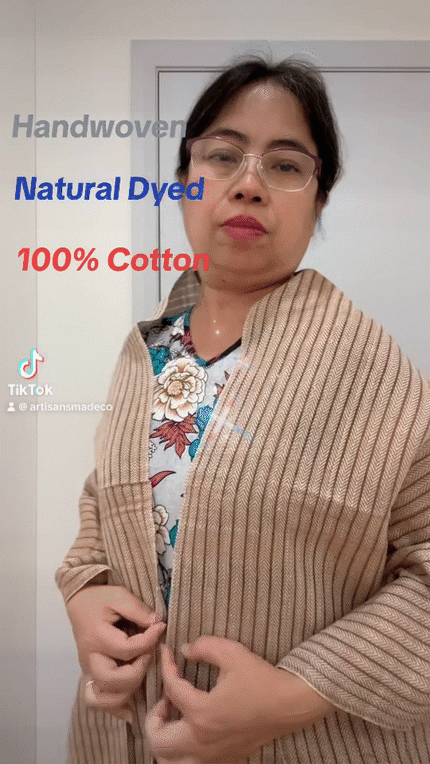 Handwoven Natural Dyed 100% Cotton Shawl (21x72) In - Limited Edition, Sustainable, Comfortable and Luxurious, Style 16