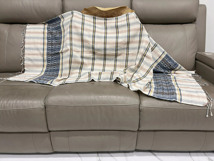 Handwoven Natural Dyed 100% Cotton Shawl (28x72) In - Limited Edition, Sustainable, Comfortable and Luxurious, Style 28